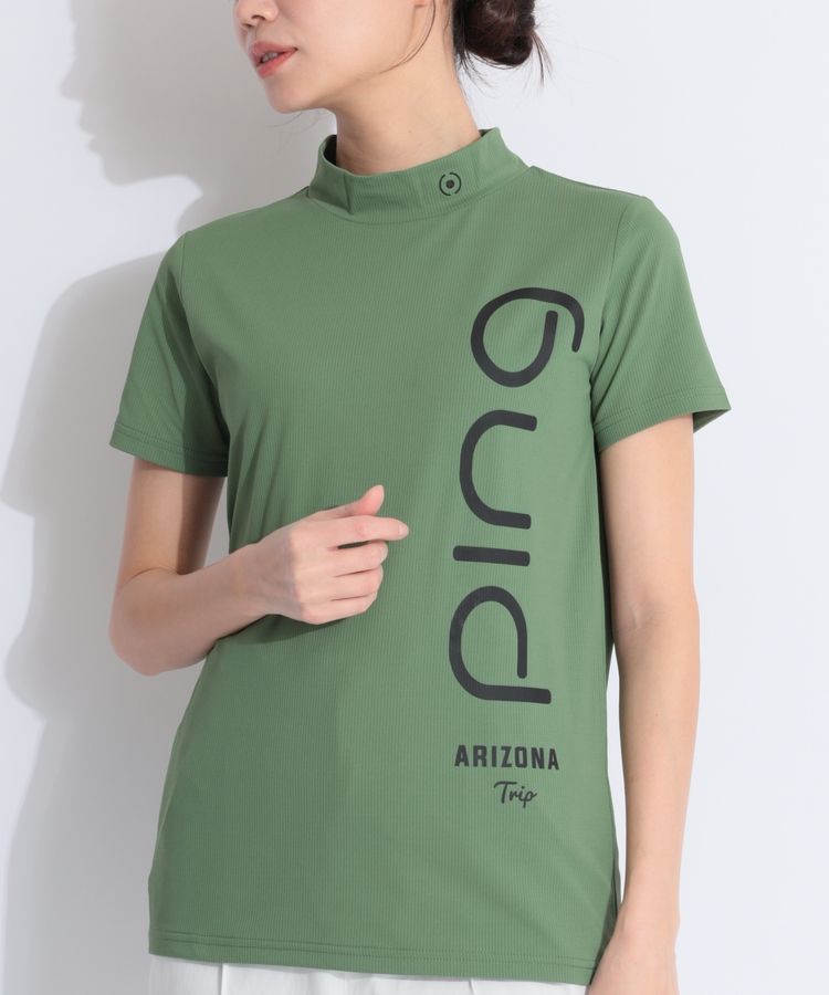 ピン PN 【リサイクル】ビッグロゴプリントモックネック半袖カットソー