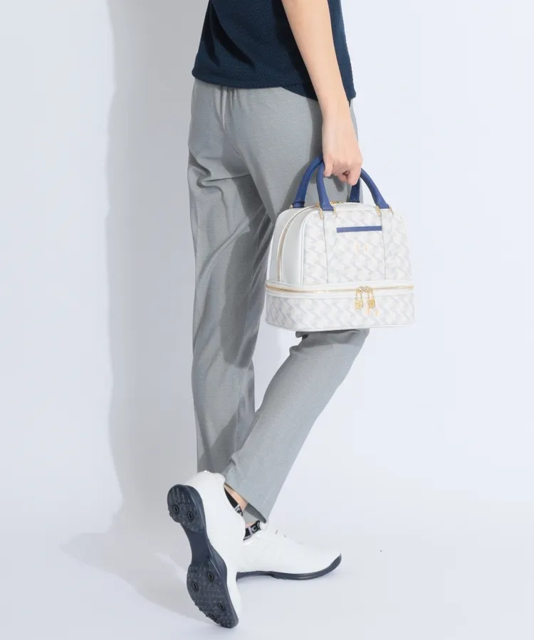 ビームスゴルフ BE 衿裏ロゴデザイン格子柄サッカー半袖ポロシャツ