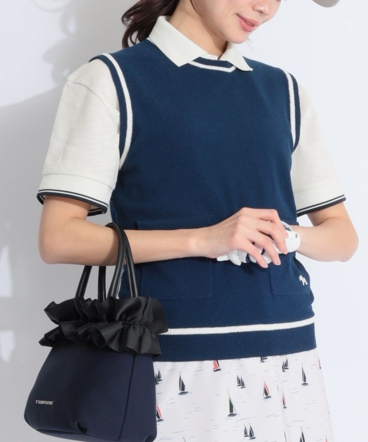 ヒールクリーク HK ポケット付きクルーネックブークレーニットベスト