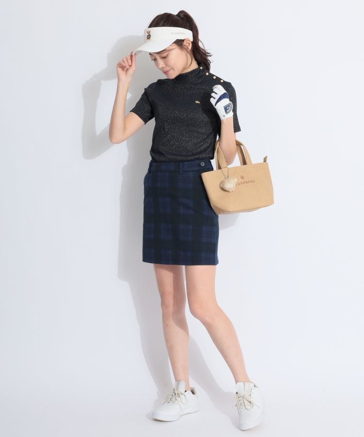 BEAMS GOLF ブラック プリーツスカート Sサイズ ビームスゴルフ BE 【ストレッチ】チェック柄バックプリーツ
