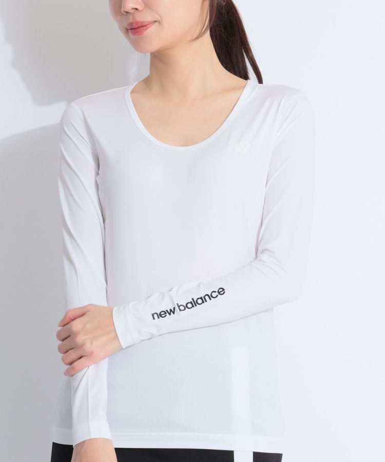 即購入◎ニューバランス ゴルフレディース 長袖 Uネックシャツ 冷感 速乾 UV ニューバランスゴルフ NB 【UV吸水速乾】スリーブロゴUネック