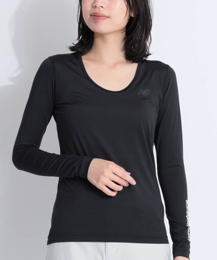 NB 【吸水速乾UV】スリーブロゴUネック長袖インナー