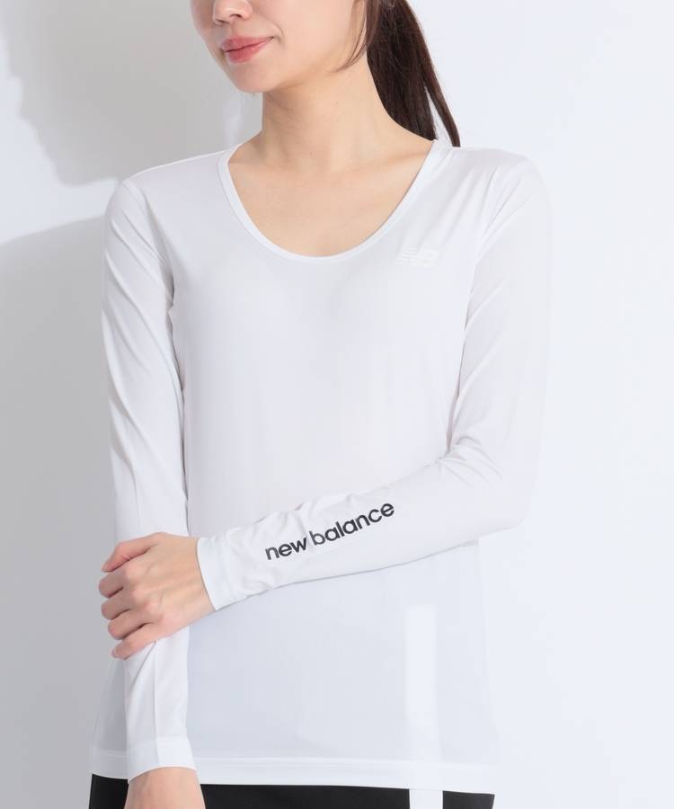 NB 【吸水速乾UV】スリーブロゴUネック長袖インナー