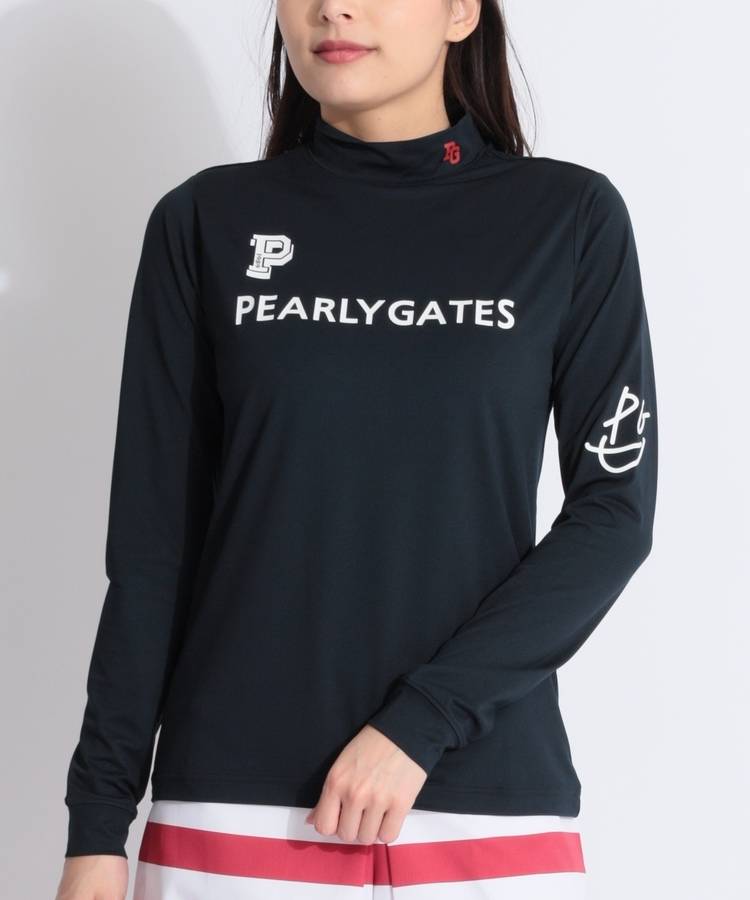 パーリーゲイツ PG 【UPF50+】ロゴプリントモックネック長袖カットソー