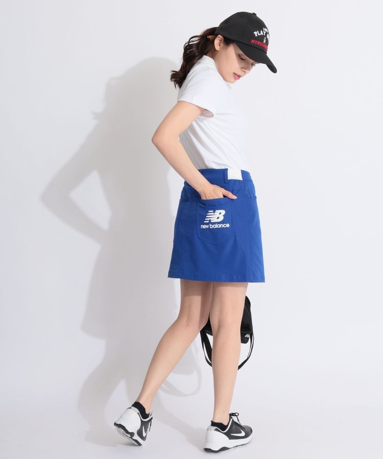 新品☞ APC ゴルフ 爽やか ミニスカート★裾ブリッジ ブルー ニューバランスゴルフ NB 【撥水】バイカラーロゴ台形スカート