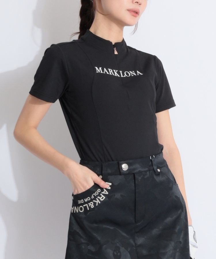 [CODE]ハーフジップ半袖リブカットソー