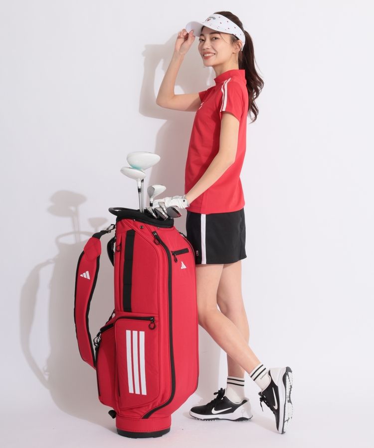 adidas キャディバッグ ゴルフバッグ スリーストライプ レッド アディダス 【ゴルフ】スリーストライプス コーデュラ キャディ