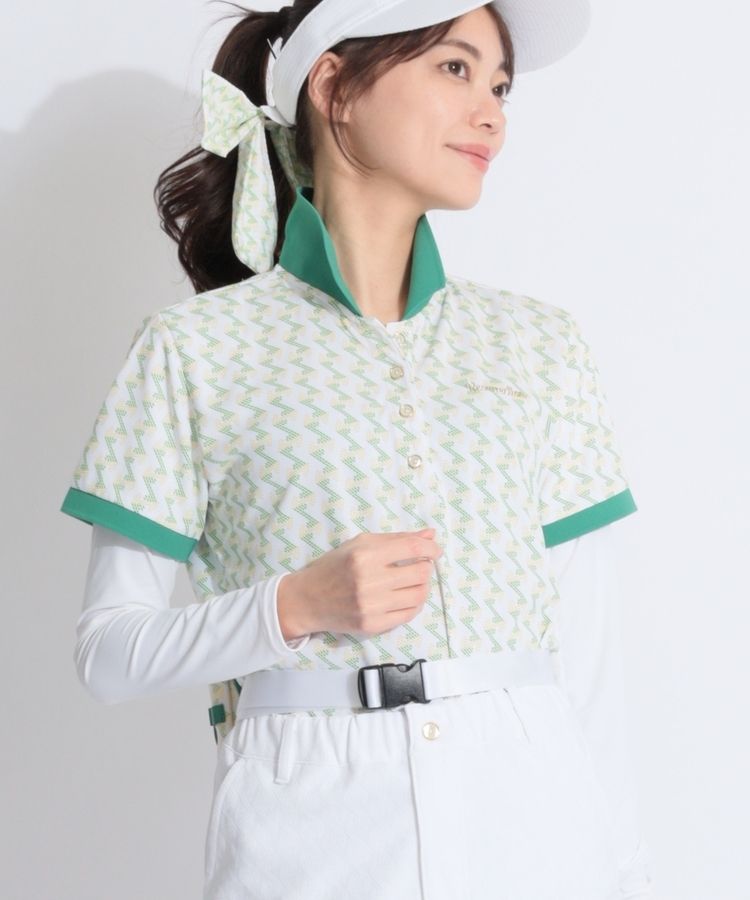 レザレクション RR 【UV吸水速乾】バイカラーリブ総柄プリント半袖