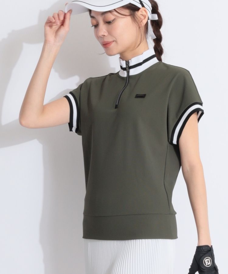 ランバン スポール LV 【冷感UV】リブライン切替ハーフジップ