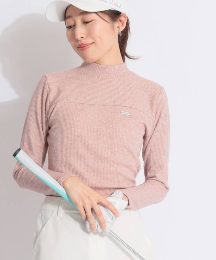 DL ラメ入りハイネック長袖リブニット