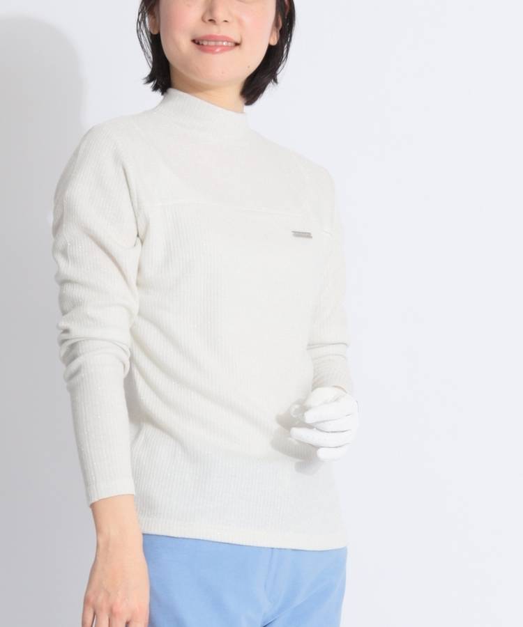 DL ラメ入りハイネック長袖リブニット