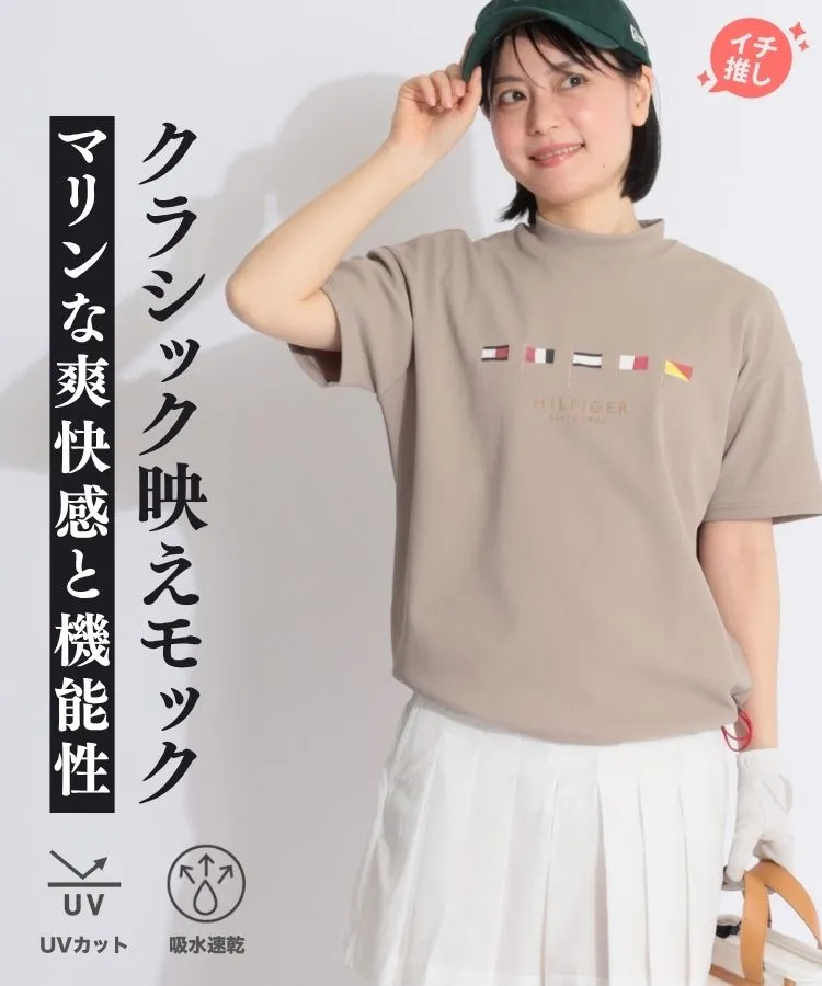 トミーヒルフィガーゴルフ TH 【速乾UV】フラッグプリントモックネック