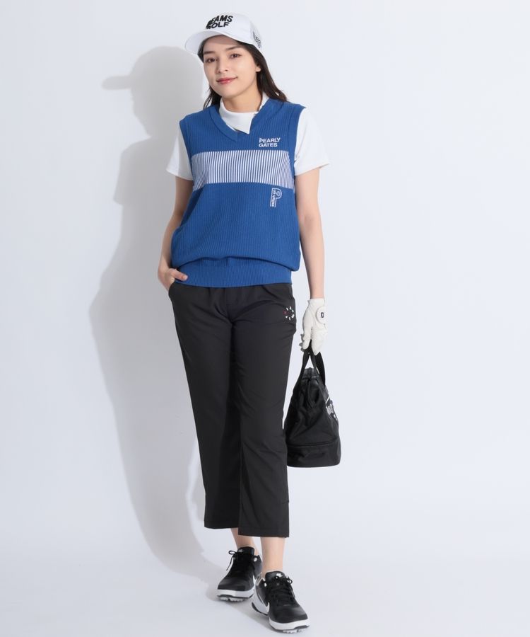 パーリーゲイツ PG ストライプ切替Vネックニットベスト レディース