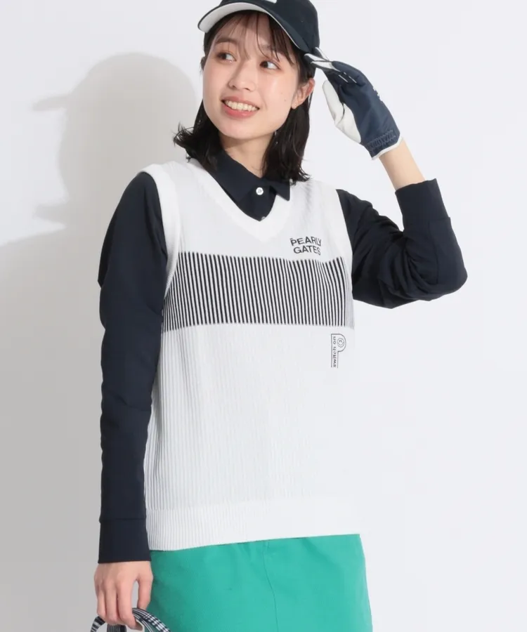 パーリーゲイツ PG アーガイル柄Vネックニットベスト レディース