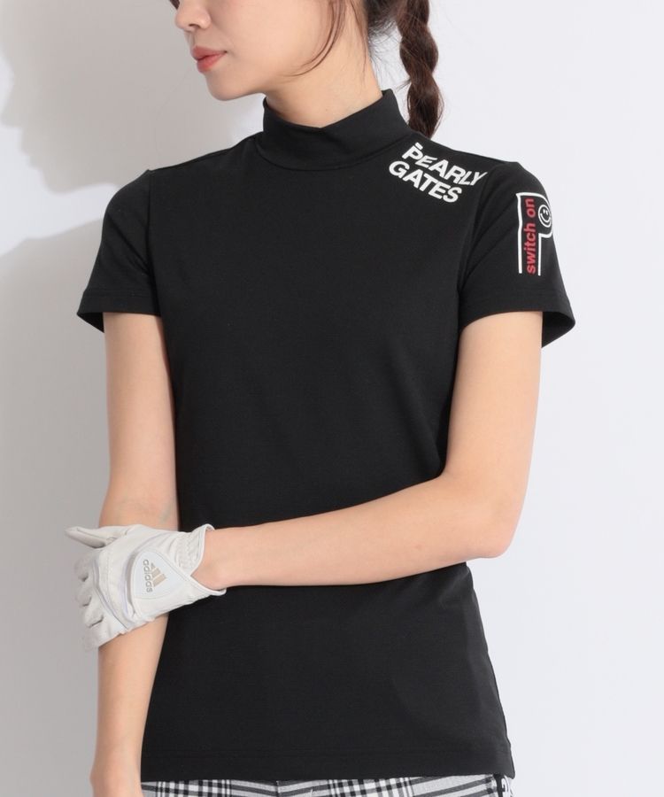 【日本製】 パーリーゲイツ モックネックカットソー スリーブロゴ サイズ5 パーリーゲイツ PG 【ストレッチ】スリーブロゴモックネック半袖