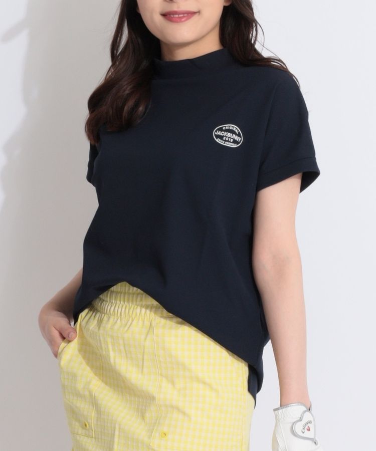 00サイズXS 半袖 モックネックシャツ レディースゴルフウェア ジャックバニー ジャックバニー JB ジャガードロゴモックネック半袖カットソー