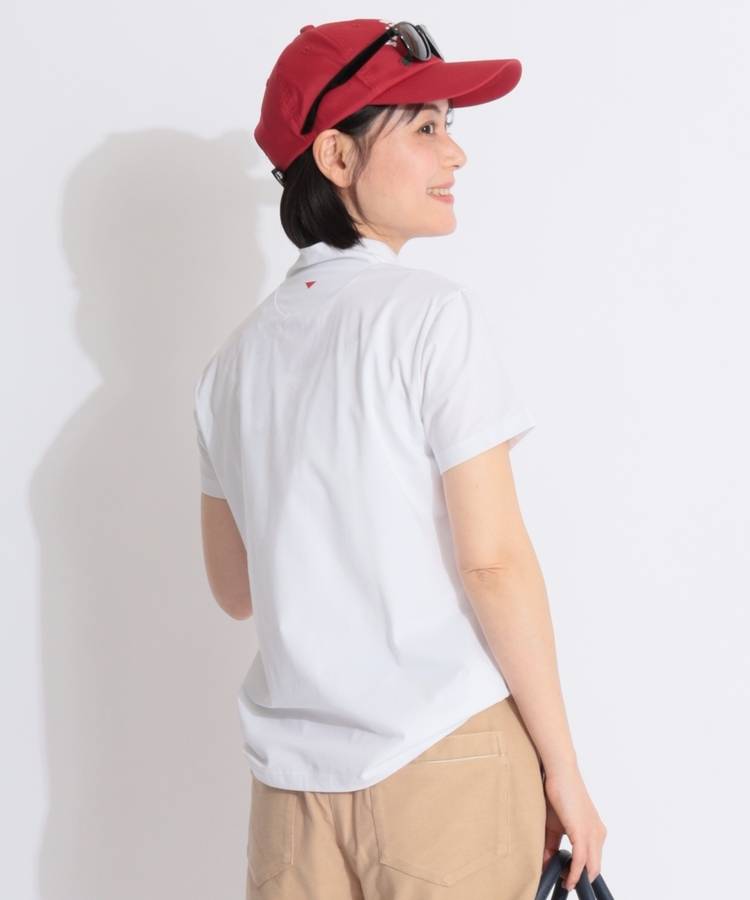 AP 【1/25までタイムセール】【マルチストレッチ】バイアスロゴモックネック半袖カットソー