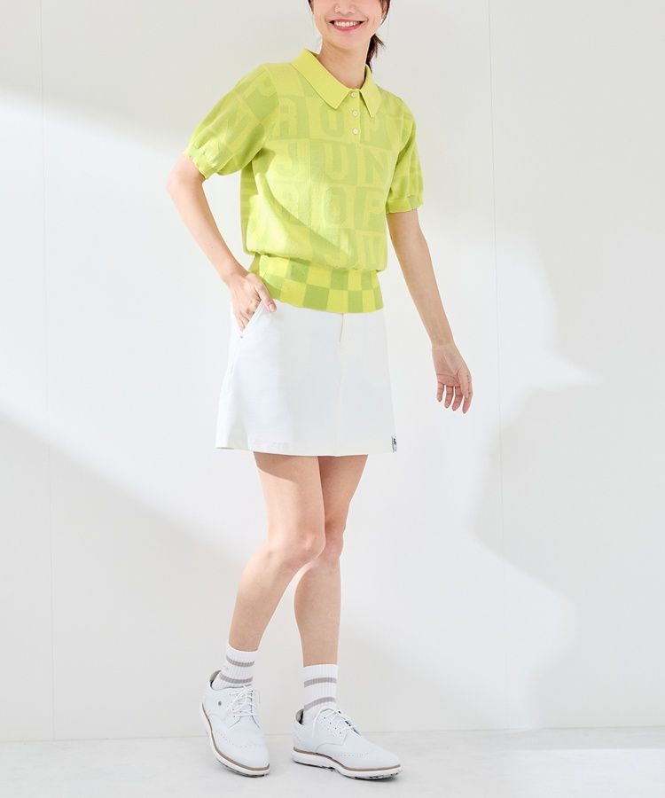 ジャガードブロックロゴ半袖ニット