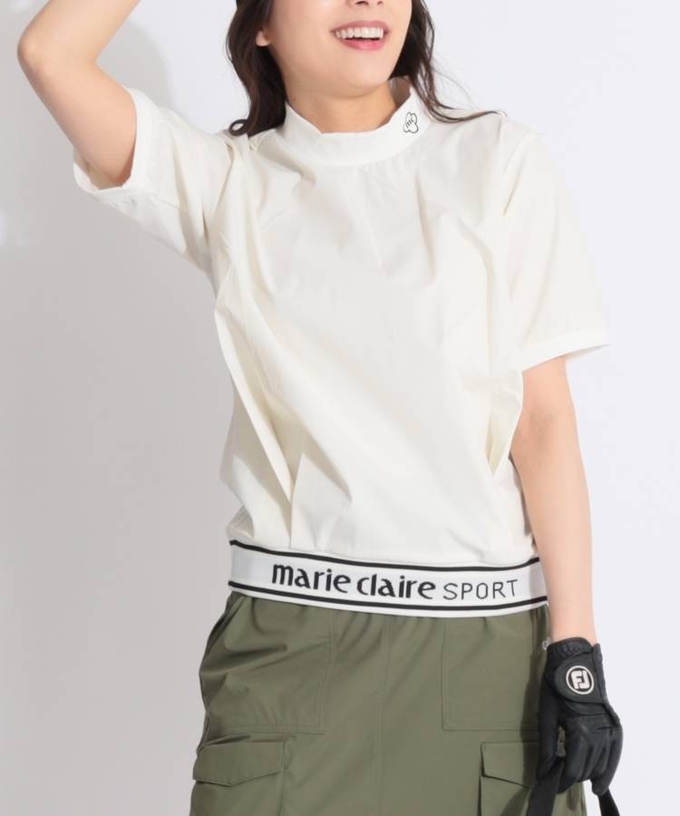 MC 【8WAYストレッチ】裾ロゴモックネック半袖カットソー