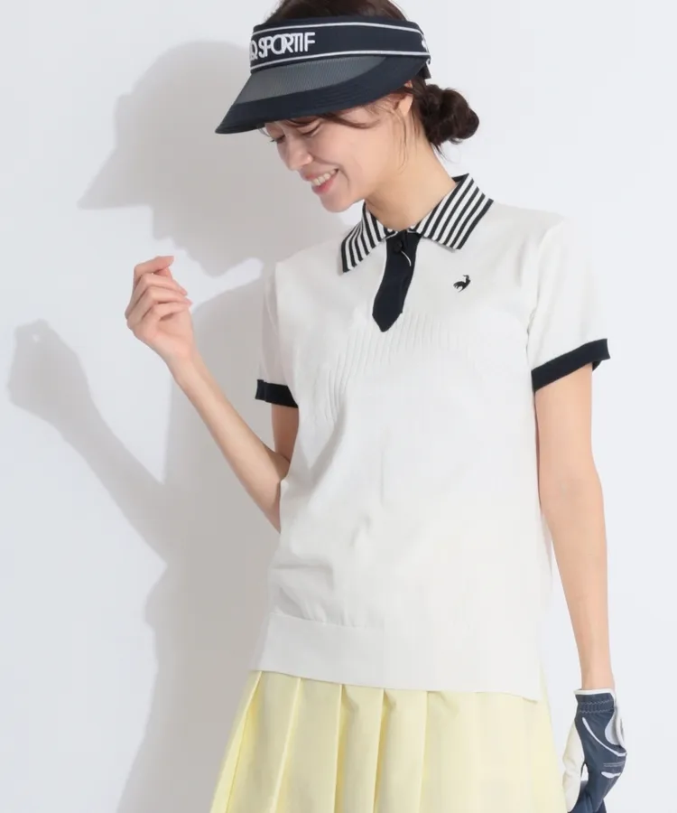 カジェヘラ　新品　ワンピース　半袖ポロシャツ　　スカート　ラッセルノ　ゴルフ　白 ルコックスポルティフ ゴルフ LQ 【手洗い可能】半袖ニットポロシャツ