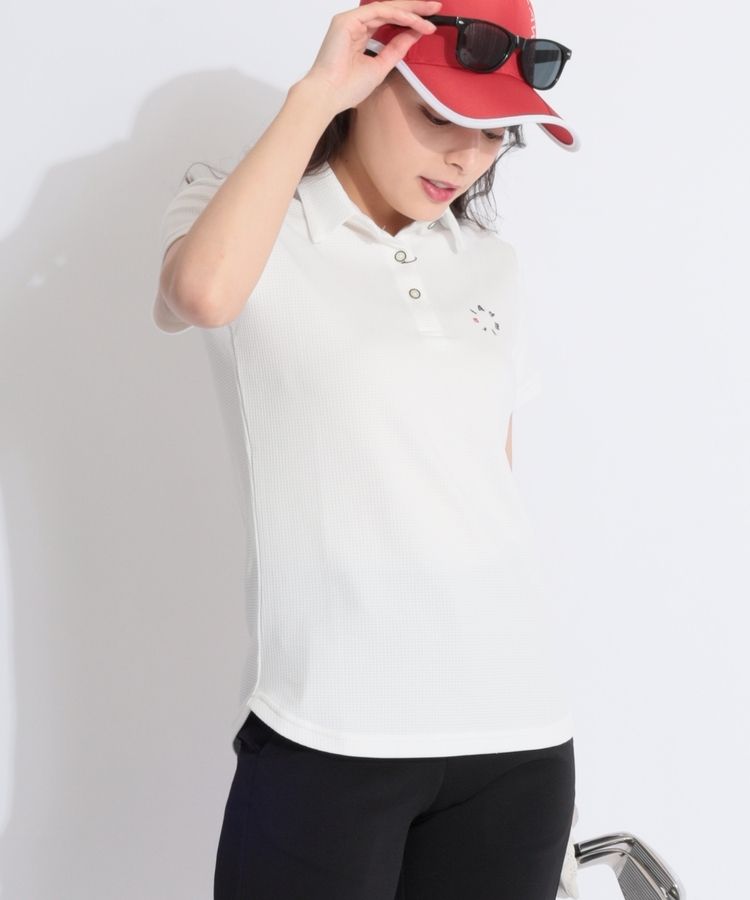 アルチビオ 半袖ポロシャツ ライトブルー×白 白地メッシュ パール調