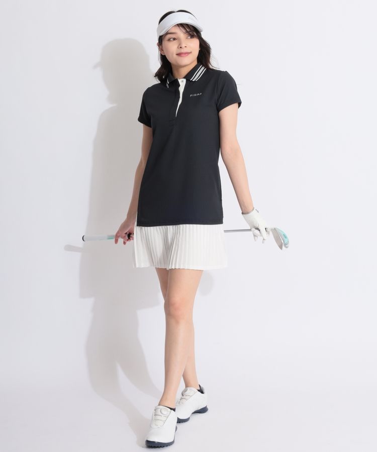 フィドラ FD 【吸汗速乾】アシメプリーツ半袖ポロワンピース