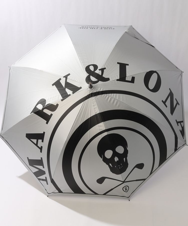 【美品】MARK & LONA マーク & ロナ 傘 ゴルフ 総柄 黒 ブラック マーク&ロナ ML 【晴雨兼用】【超BIG95cm】グラフィック