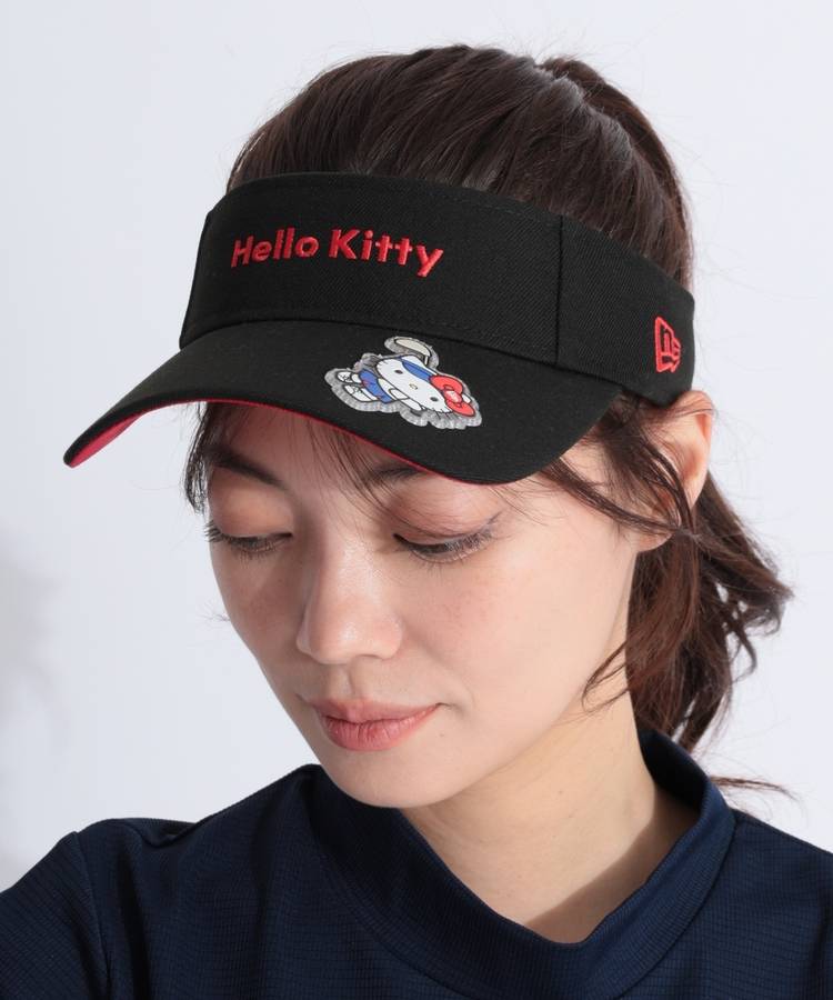 NE 【HelloKitty】【抗菌】キティちゃんツイルサンバイザー(ブラック)