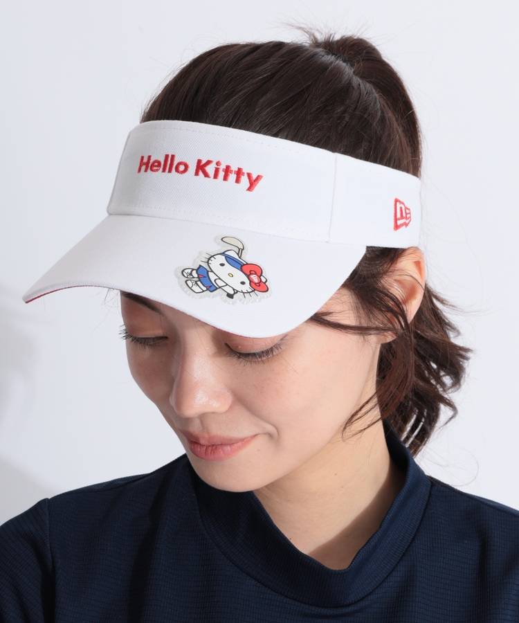 NE 【HelloKitty】【抗菌】キティちゃんツイルサンバイザー(ホワイト)