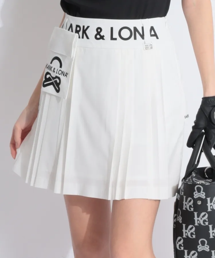 美品！MARK&LONA 一体型ペチパンツ ロゴプリーツスカート