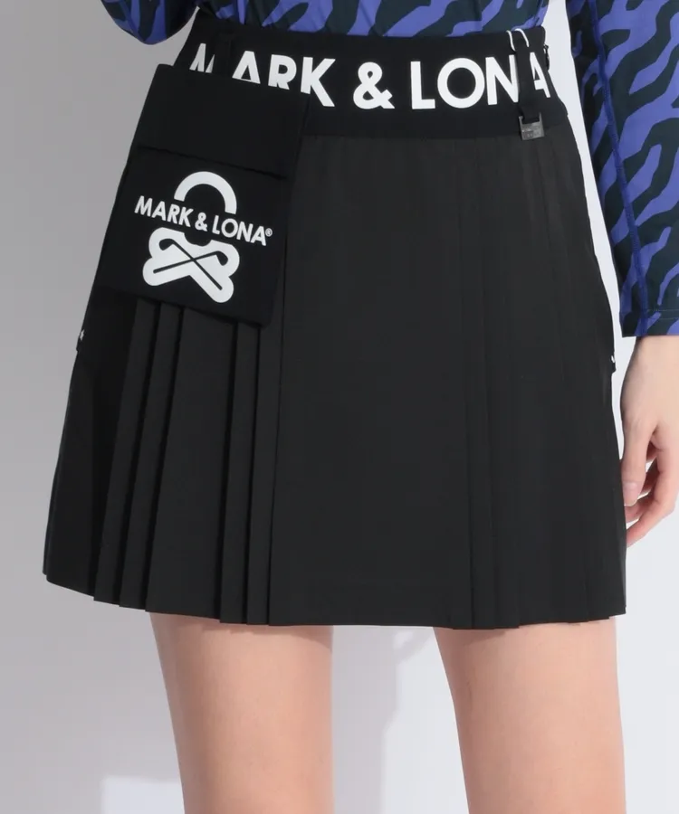 美品！MARK&LONA 一体型ペチパンツ ロゴプリーツスカート ベージュ M マーク＆ロナ ML 一体型ペチパンツ☆BACKプリーツスカート