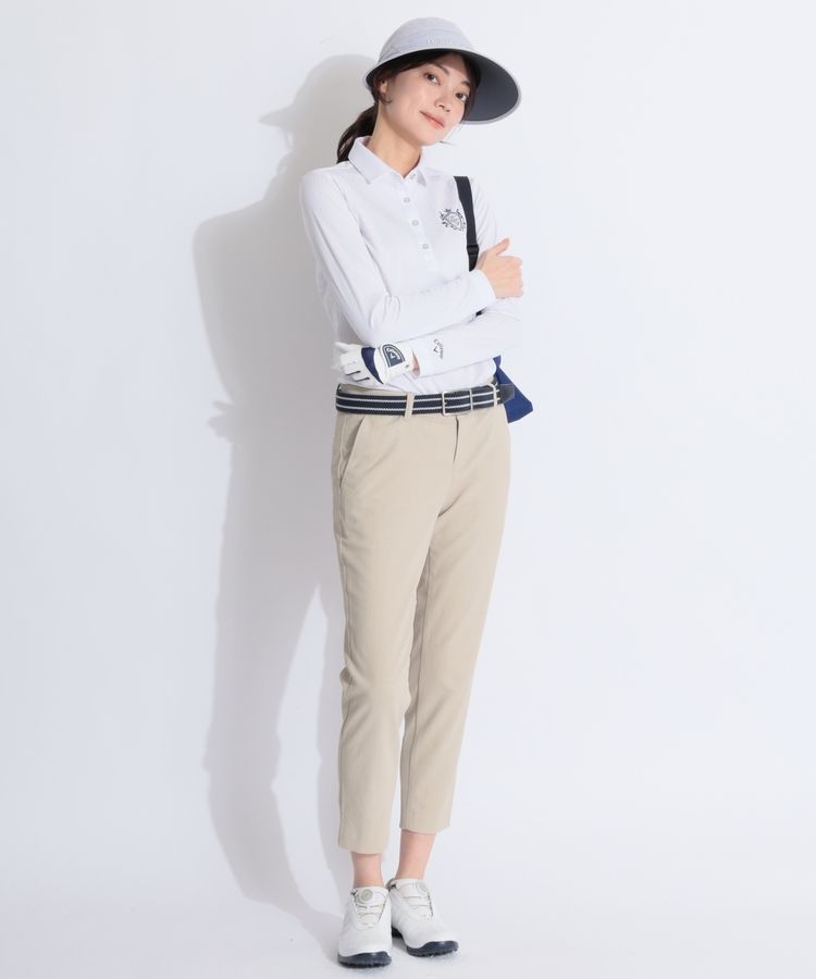 【ストレッチ】バックスリット入りパールサブリナパンツ