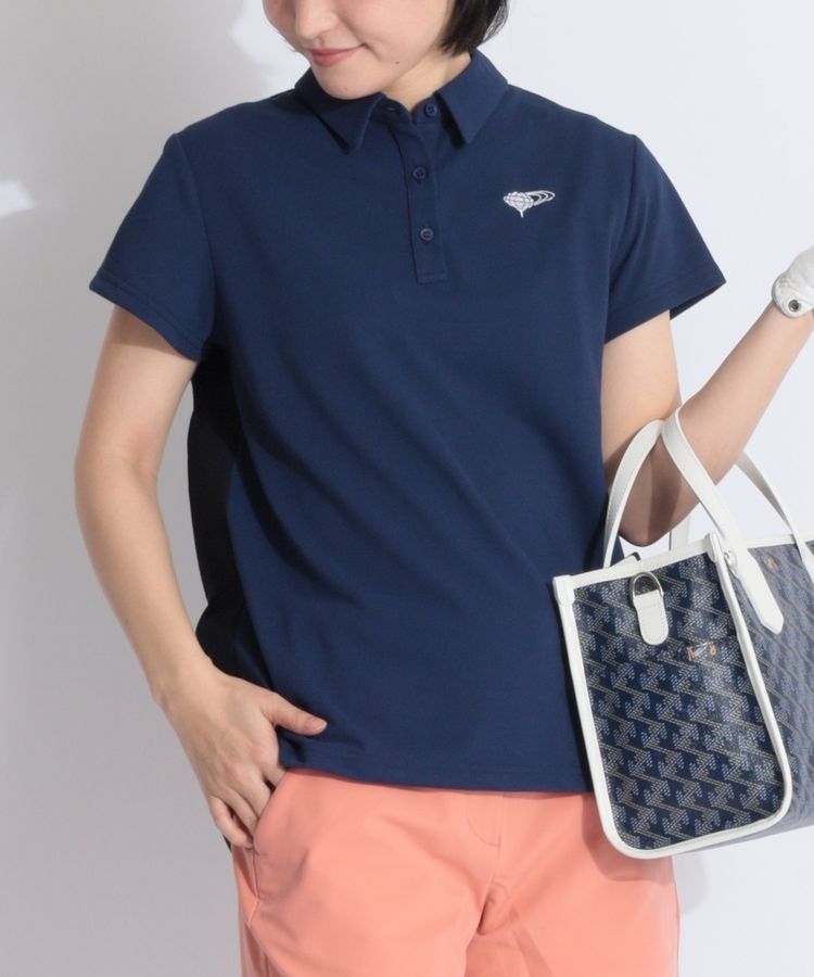 ☆BEAMS GOLF☆ バックティアードポロシャツ ネイビー　size M ビームスゴルフ BE バックティアード半袖ポロシャツ レディース