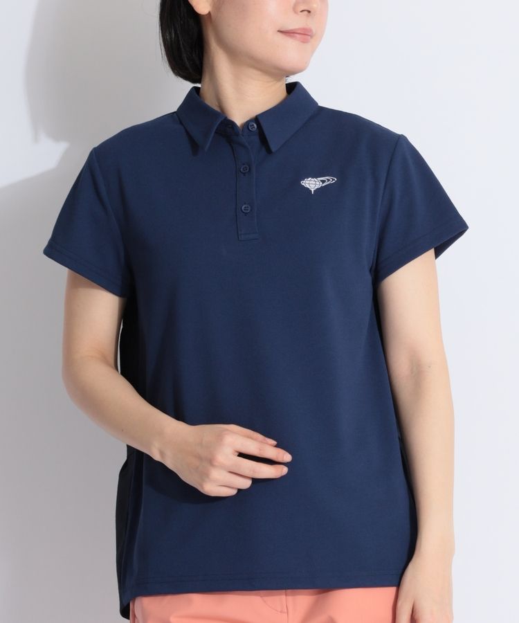 ☆BEAMS GOLF☆ バックティアードポロシャツ ネイビー　size M ビームスゴルフ BE バックティアード半袖ポロシャツ レディース