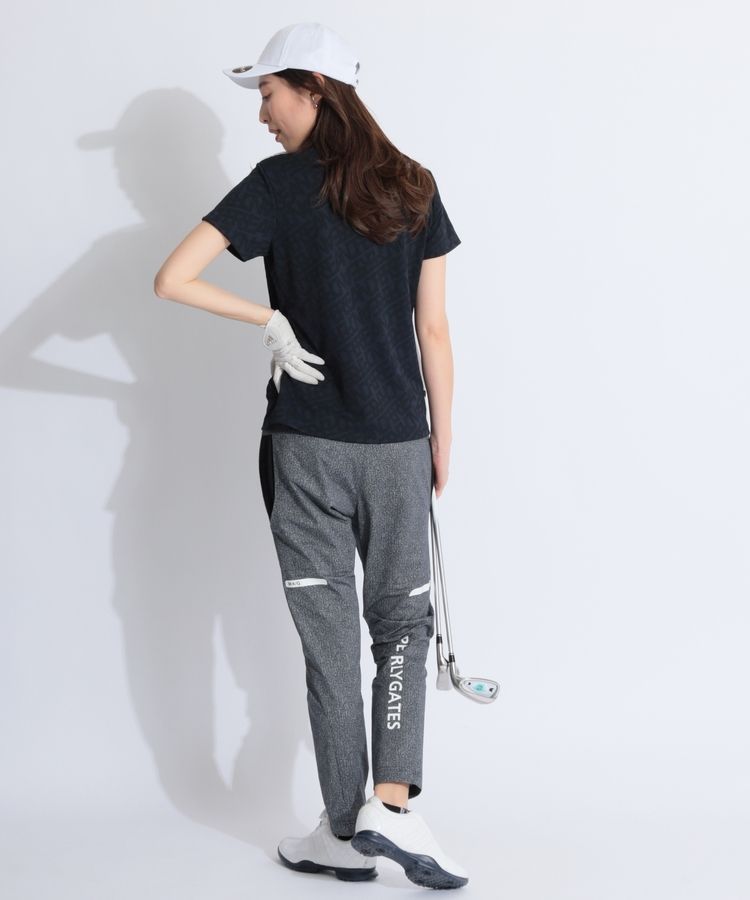 パーリーゲイツ　異素材切り替えストレッチパンツ　サイズ4　ネイビー　美品 パーリーゲイツ PG 【ストレッチ】異素材切替ロゴテーパード