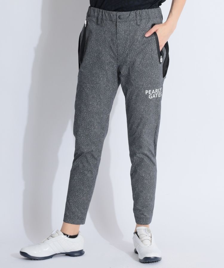 パーリーゲイツ　異素材切り替えストレッチパンツ　サイズ4　ネイビー　美品 パーリーゲイツ PG 【ストレッチ】異素材切替ロゴテーパード