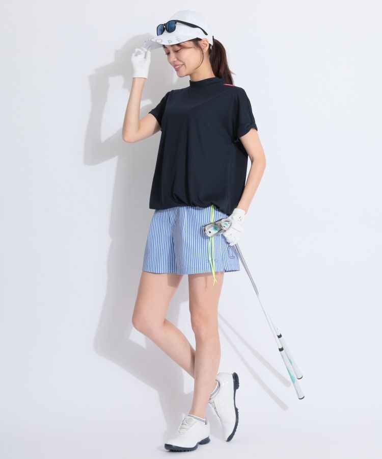 ★ピンPING夏ゴルフ★ショートパンツブルー系ストライプ新品未使用Ｍサイズ ピン PN 【速乾ストレッチ】ストライプ柄シアサッカーショート