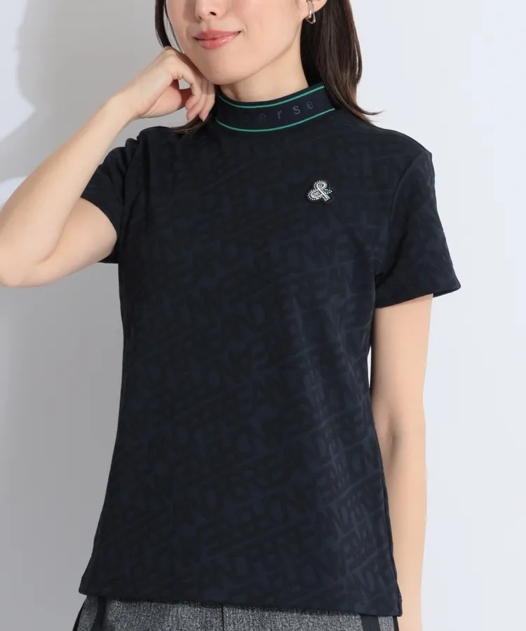 パーリーゲイツ　異素材切り替えストレッチパンツ　サイズ4　ネイビー　美品 パーリーゲイツ PG 【ストレッチ】異素材切替ロゴテーパード