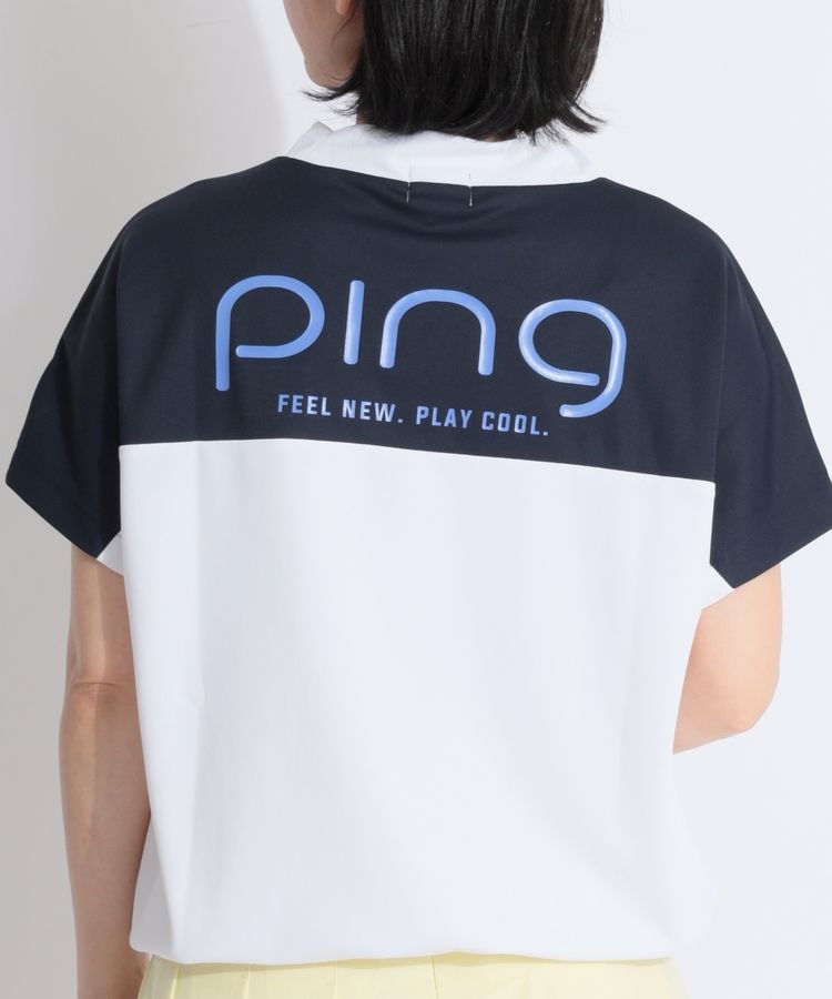 どら 新品 PINGピン モックネック&スカートLL 白ホワイト L PING ピン モックネック 総柄 ホワイト ゴルフウェア