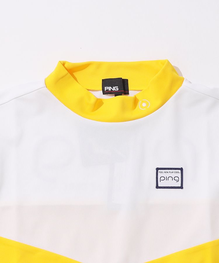 【極美品】ピンゴルフ　胸プリントモックネック長袖　グレー　L 極美品】ピンゴルフ 胸プリントモックネック長袖 グレー L