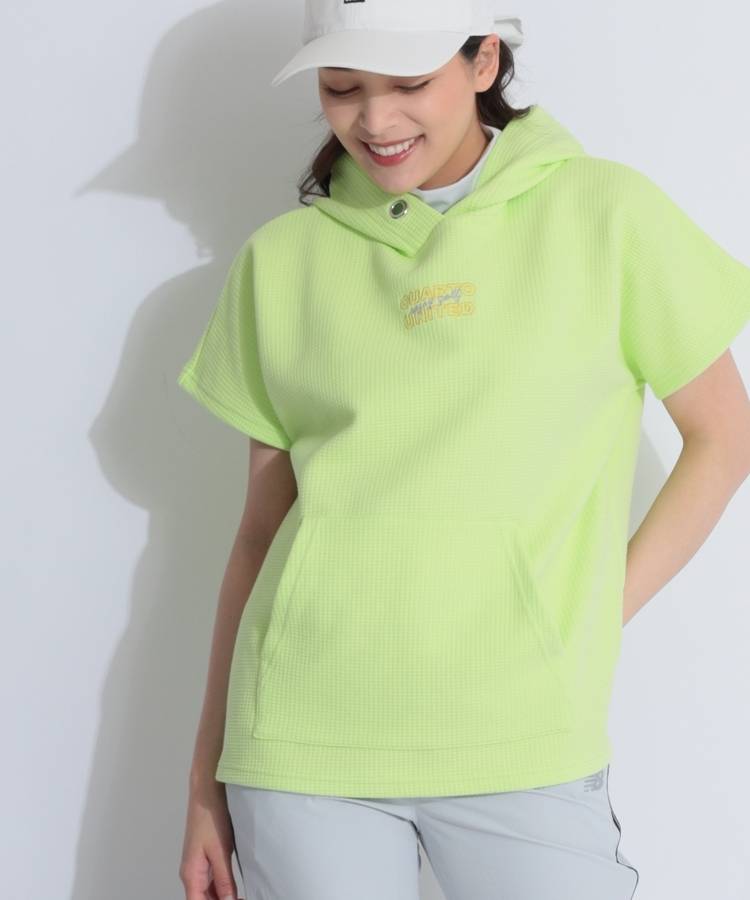 CU 【吸汗速乾】ワッフルフレンチスリーブパーカー