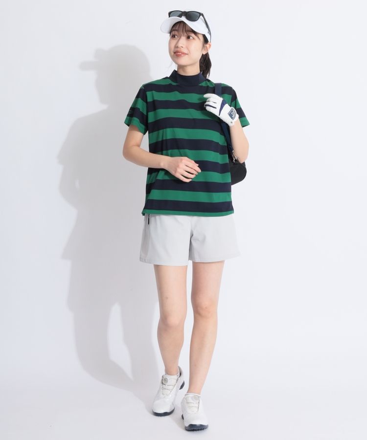 【ビームスゴルフ】人気ボーダー柄総柄×ロゴネーム 半袖ゴルフワンピースM BEAMS GOLF（ビームス ゴルフ）PURPLE LABEL / ボーダーニット