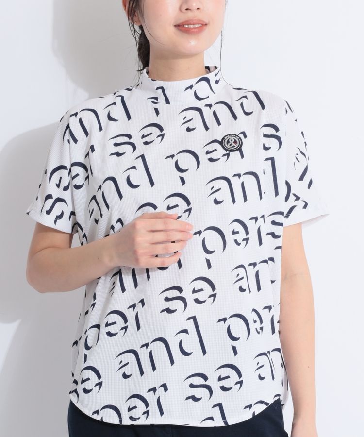 アンパスィ AP 【速乾ストレッチ】バイアスロゴFIBOモックネック半袖