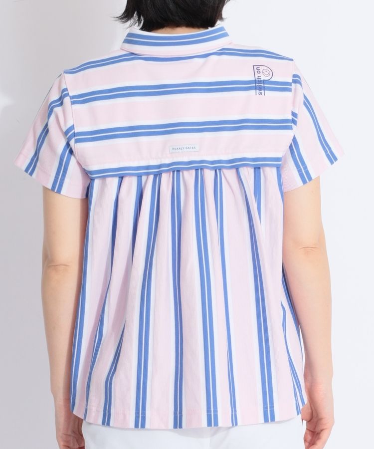 パーリーゲイツ PG バックギャザーストライプポロシャツ レディース