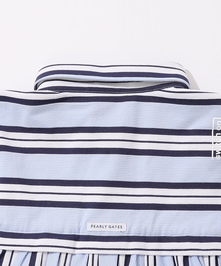 パーリーゲイツ PG バックギャザーストライプポロシャツ レディース