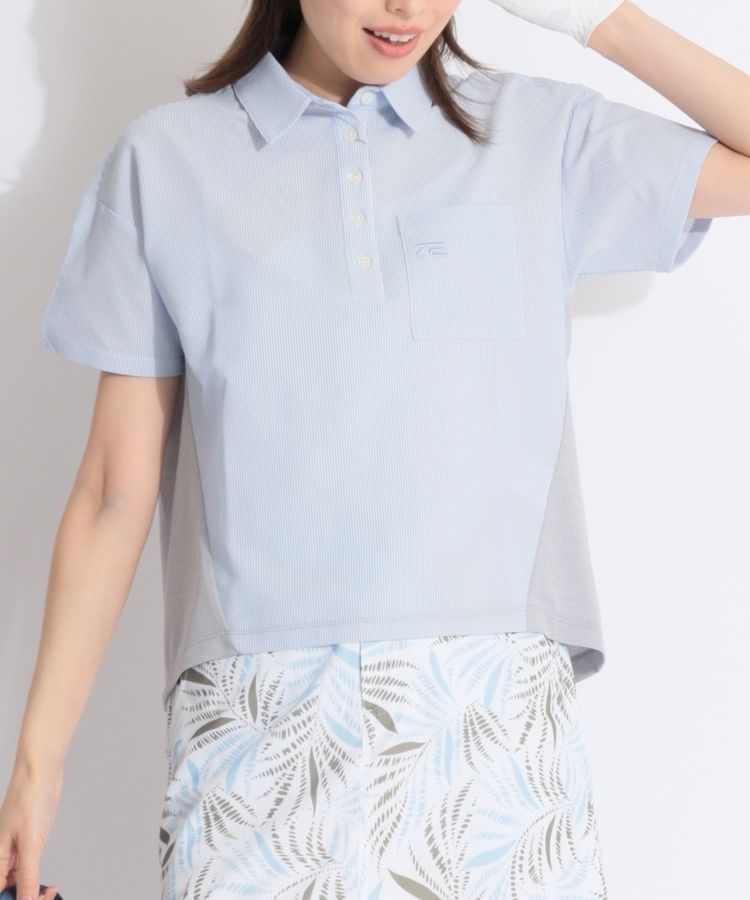 ロサーセン RO 【吸水速乾】ストライプ柄バックタック半袖ポロシャツ