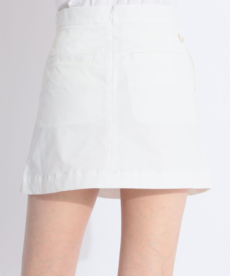 VIVAHEAT ホワイト ビバハート　アシメフラワープリーツツイルスカート ビバハート VH 【撥水4WAYストレッチ】アシメフラワープリーツツイル