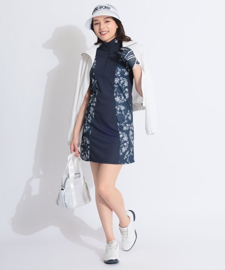 ビバハート VH 【吸水速乾UV】ボタニカル切替ノースリーブワンピース