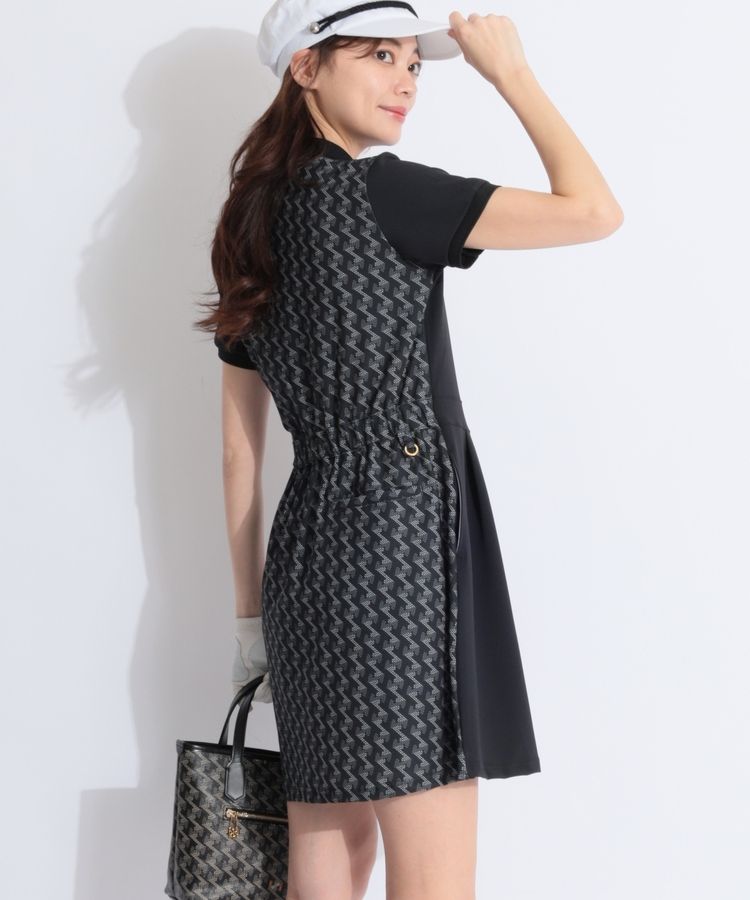 レザレクション RR バックメッシュロゴプリント半袖ポロワンピース