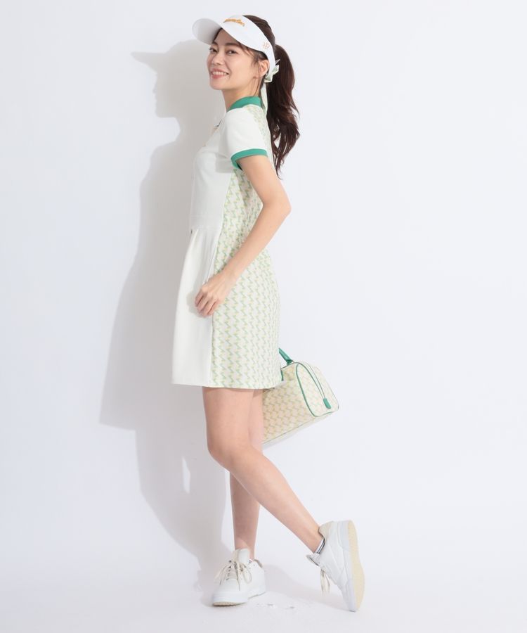 レザレクション RR バックメッシュロゴプリント半袖ポロワンピース